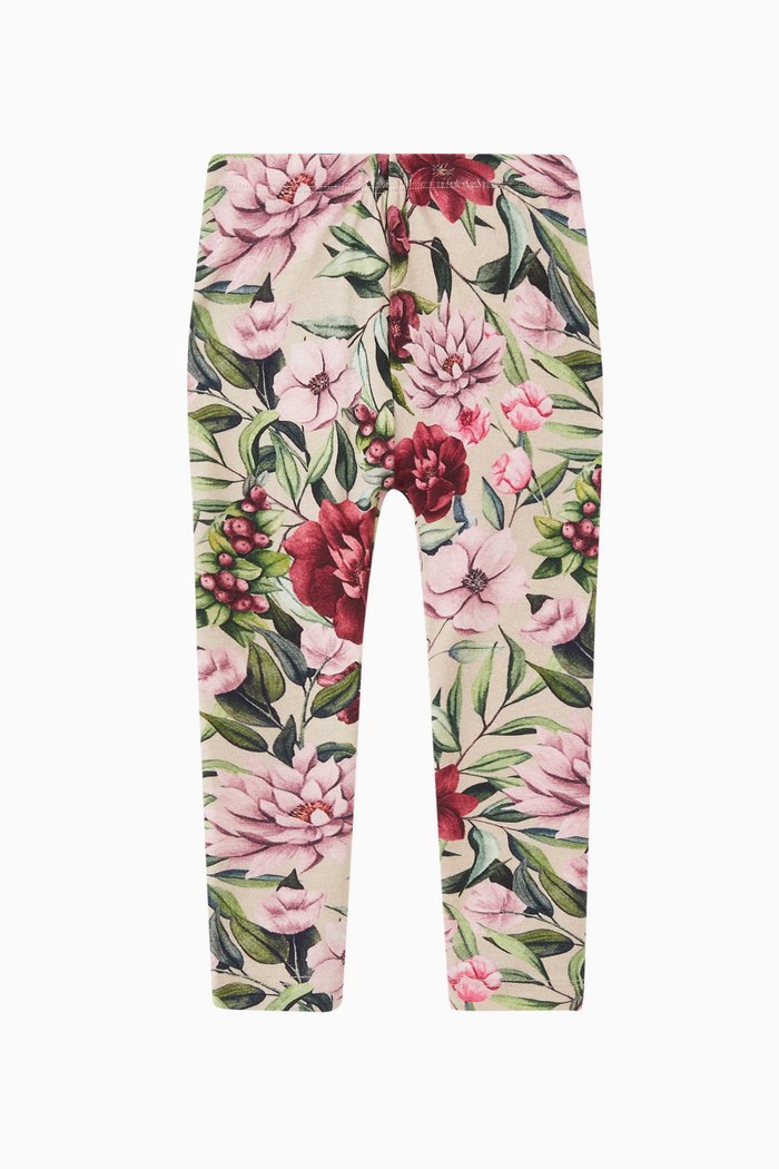 

Floral Print Leggings in Cotton Modal, Grey