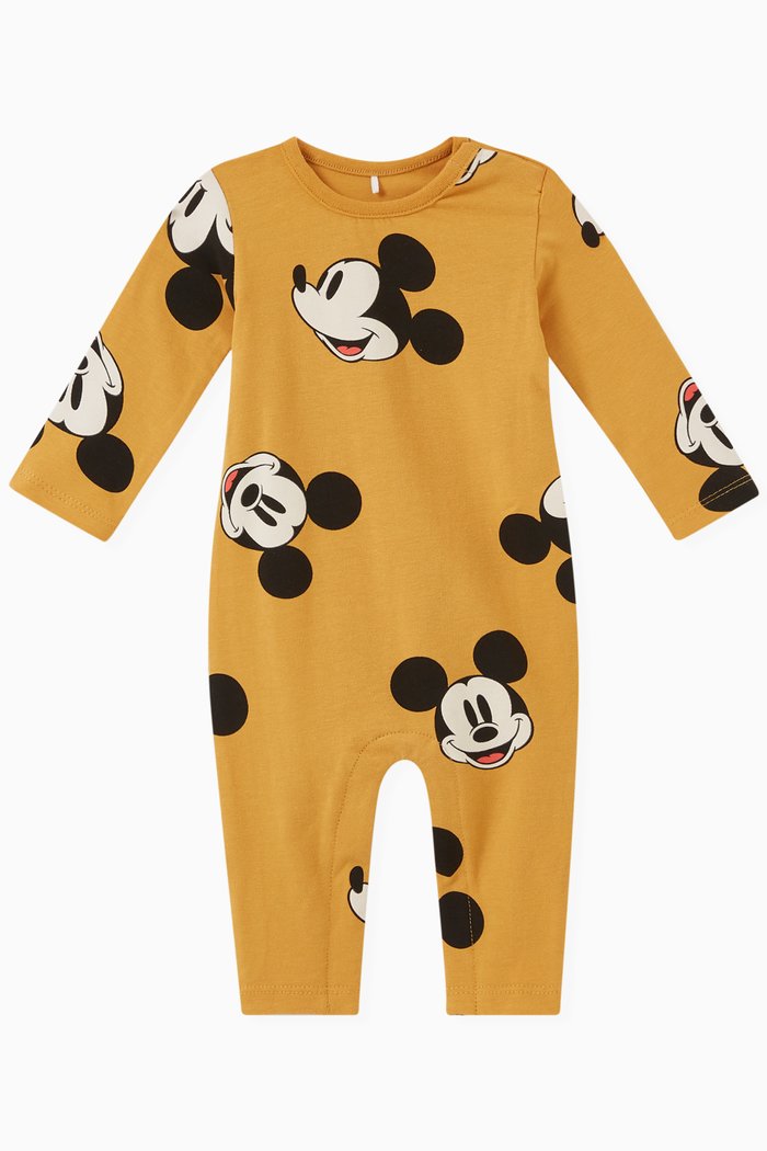 

Mickey Mouse Print Romper in Organic Cotton, Neutral