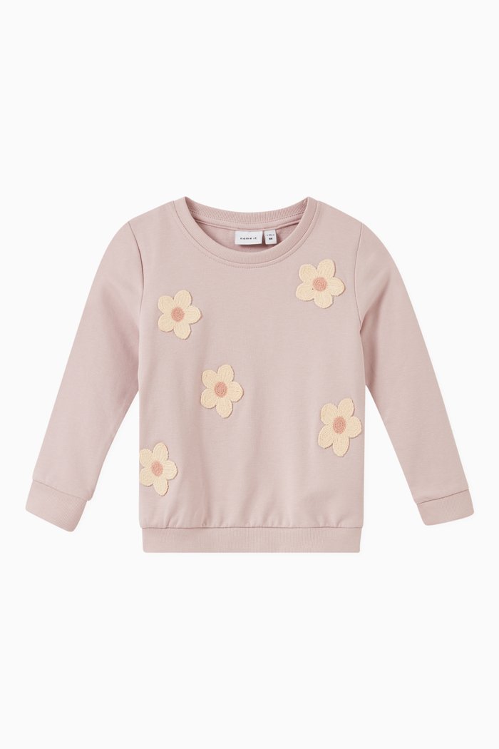 

Floral Sweatshirt in Organic Cotton, Purple