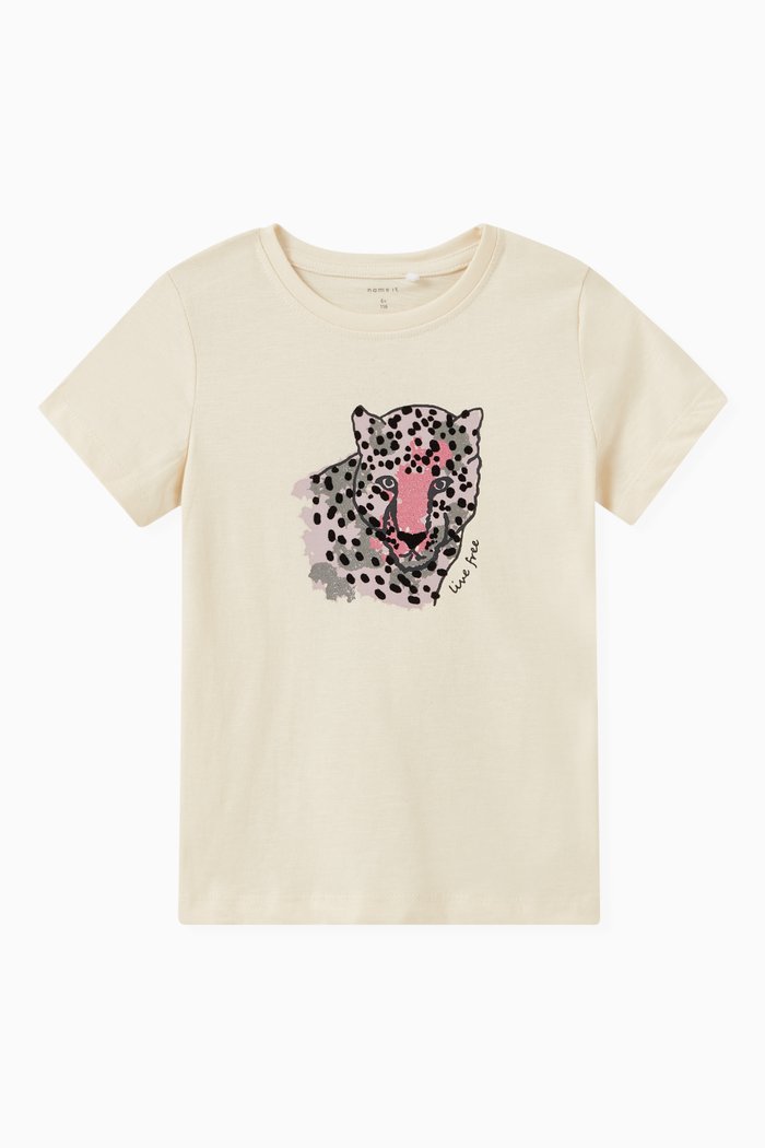 

Liger Cheetah Print T-shirt in Cotton, Neutral