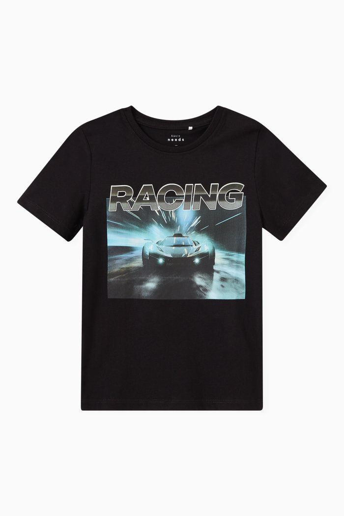 

Race Car Print T-shirt in Cotton, Neutral