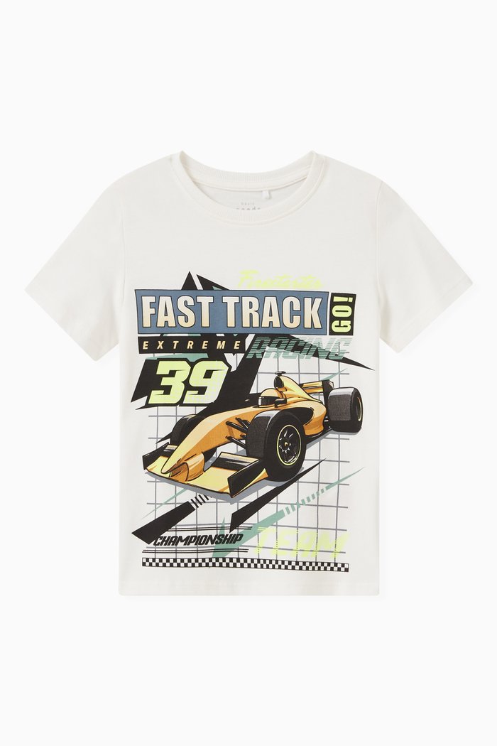 

Fast Track Print T-shirt in Cotton, White