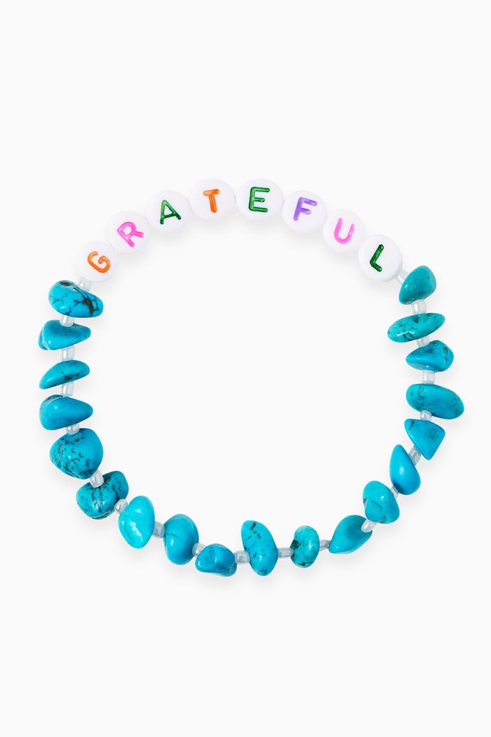 

"Grateful" Turquoise Crystal Healing Bracelet, Blue