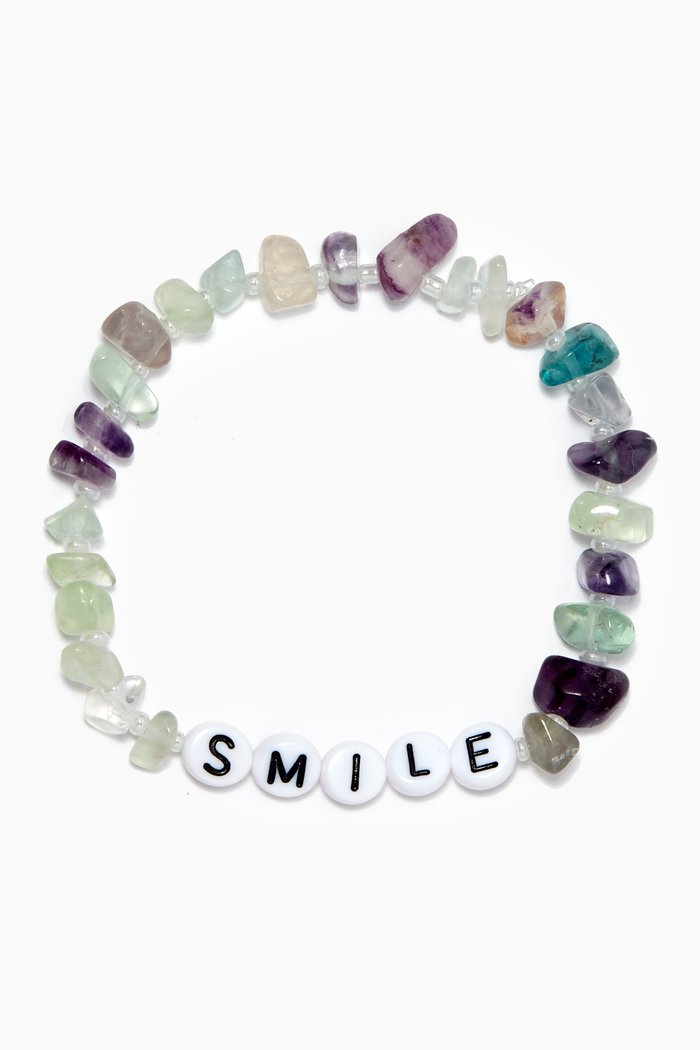 

"Smile" Fluorite Crystal Healing Bracelet, Blue