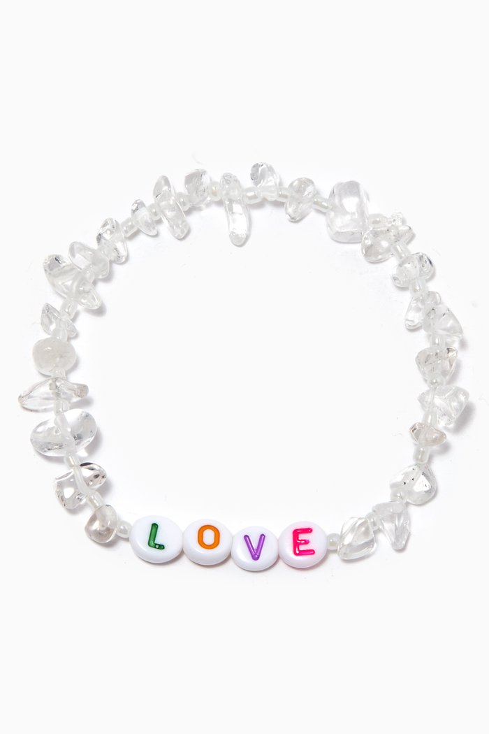 

"Love" Clear Quartz Crystal Healing Bracelet, White