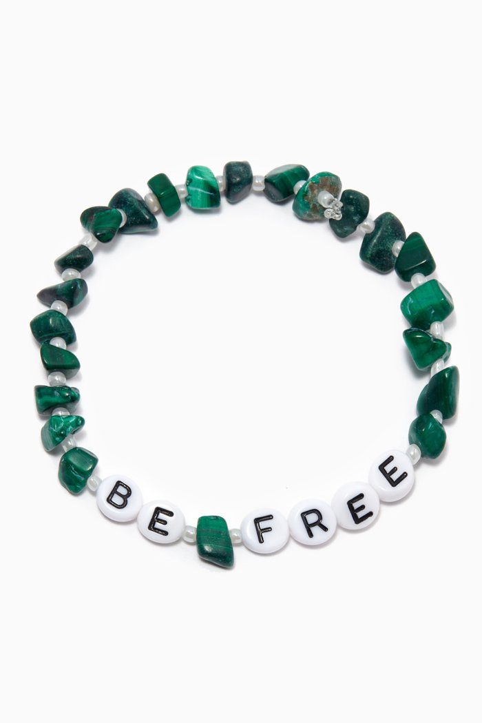 "Be Free" Malachite Crystal Healing Bracelet, Green