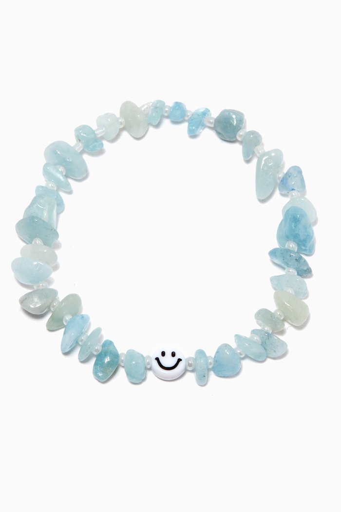 

"Smiley Guy" Aquamarine Crystal Healing Bracelet, Blue
