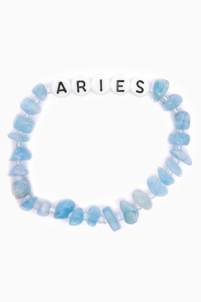 

"Aries" Aquamarine Crystal Healing Bracelet, Blue