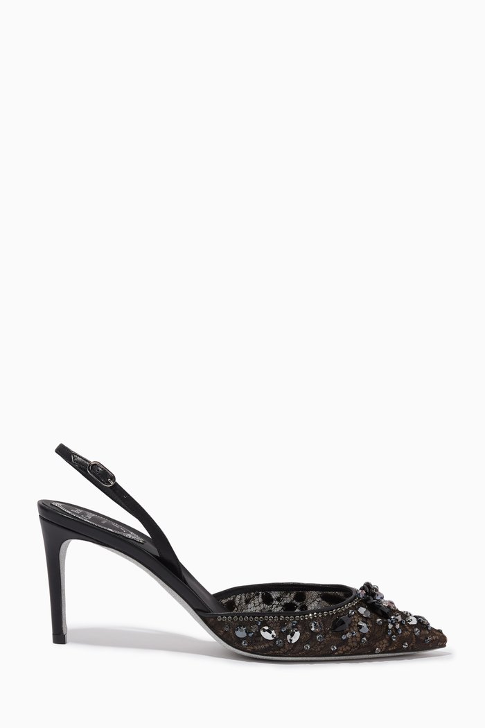 

Cinderella Slingback Sandals in Lace, Black