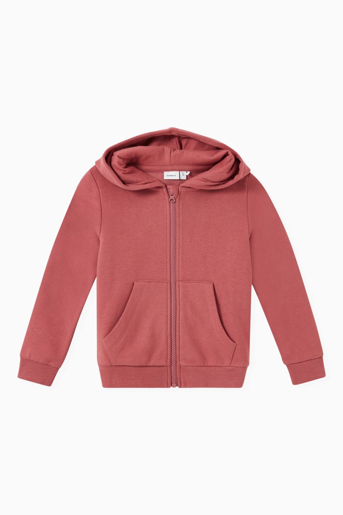 

Zip Hoodie in Cotton Jersey, Pink