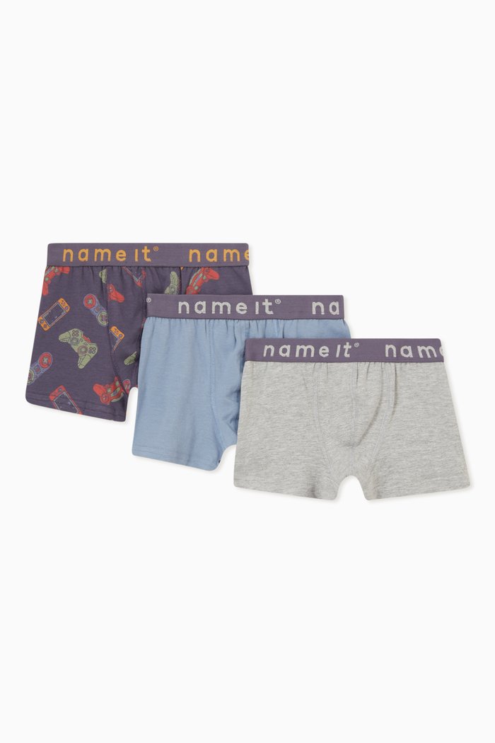 

Logo Boxers in Cotton, Set of 3, Blue