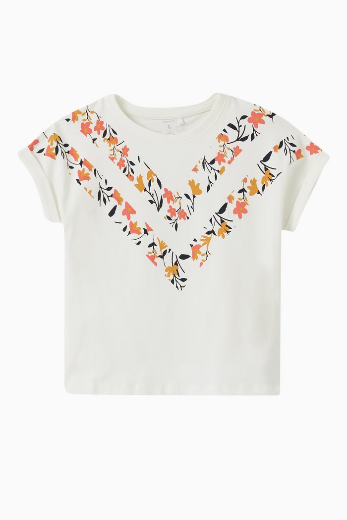 

Floral-print T-shirt in Cotton, Neutral