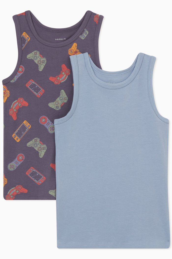 

Tank Tops in Cotton, Set of 2, Blue