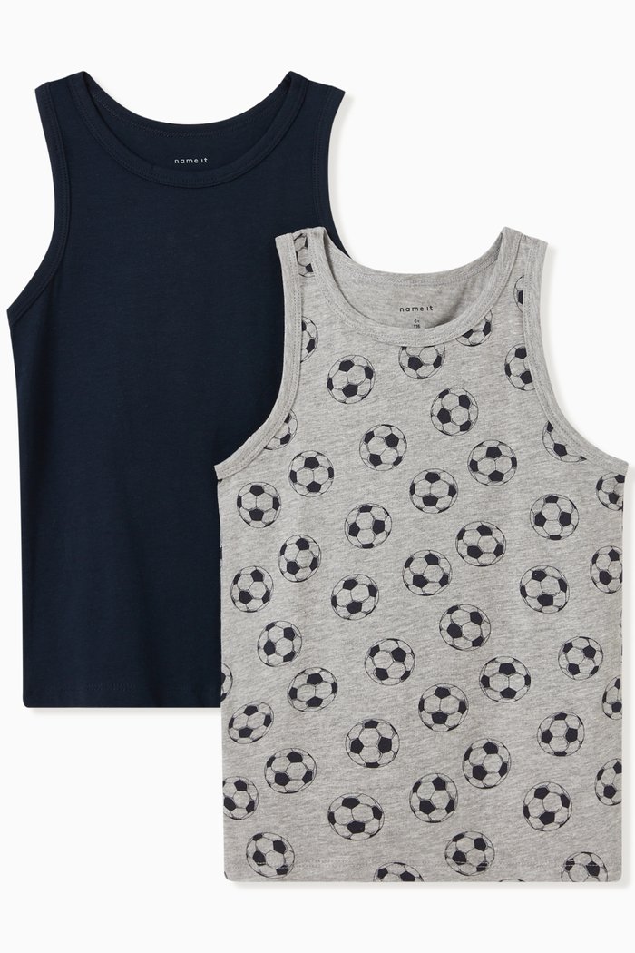 

2-Pack Football Tank Tops in Organic Cotton, Grey