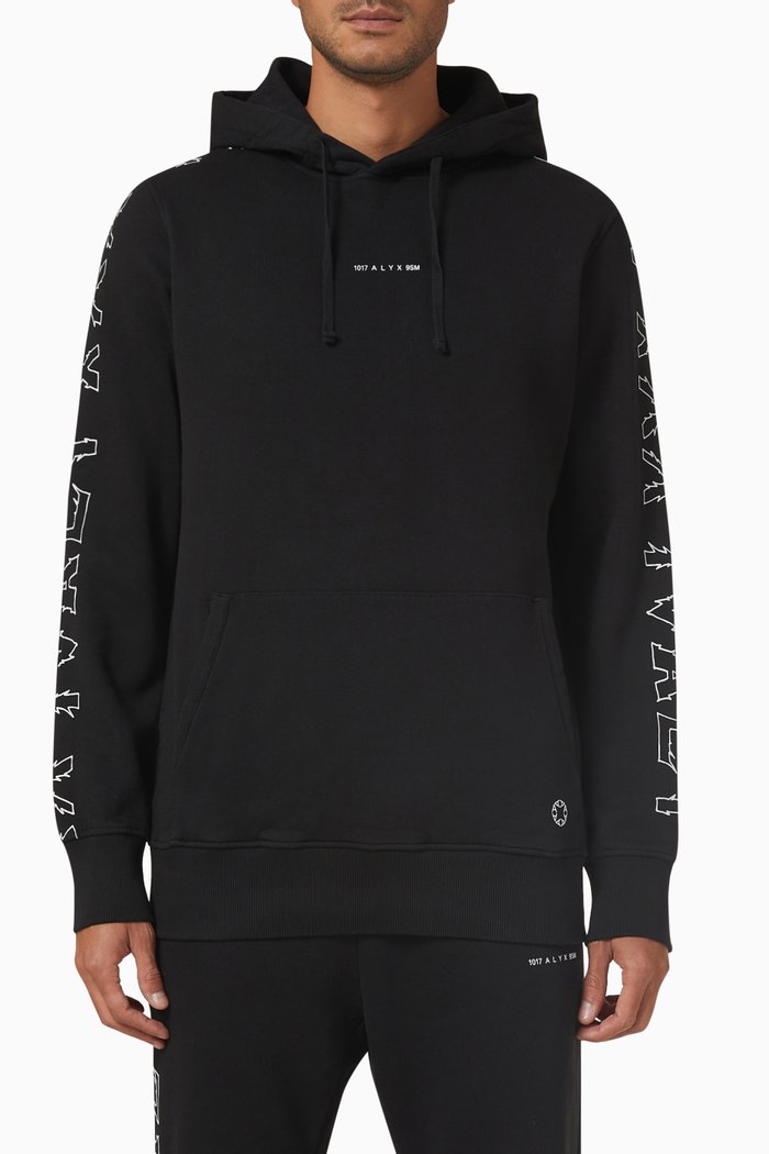 

Graphic-print Hoodie in Cotton, Black