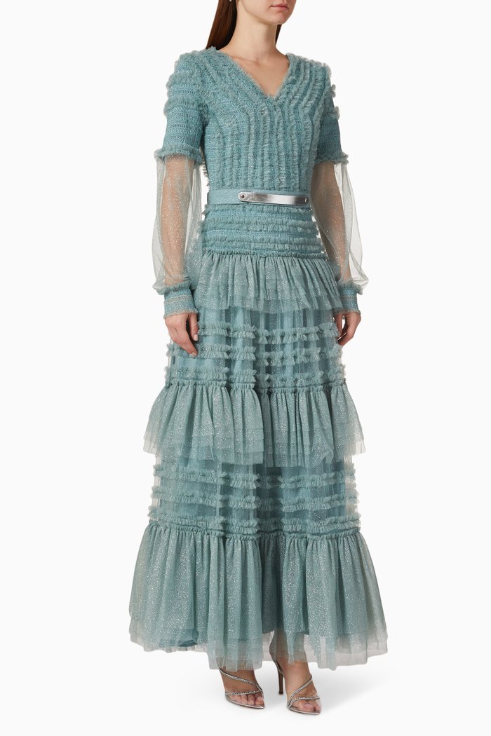 

Tiered Dress in Tulle, Blue