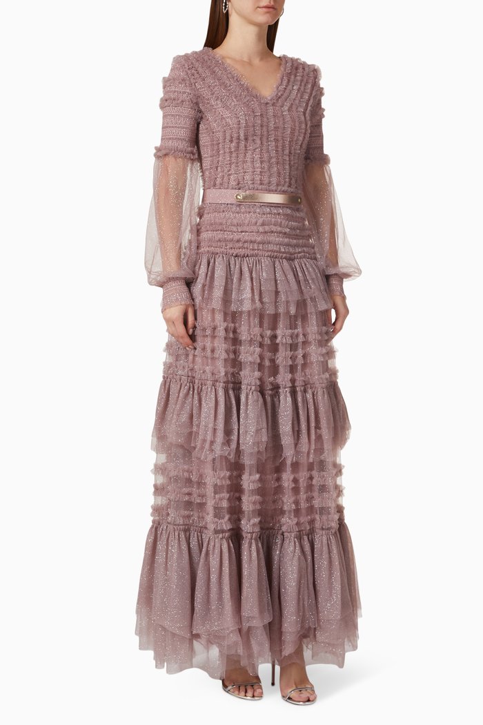 

Tiered Dress in Tulle, Pink