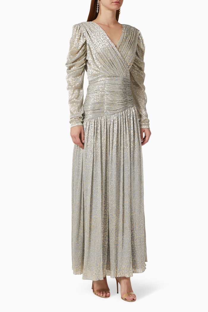 

Metallic Pleated Dress, Grey