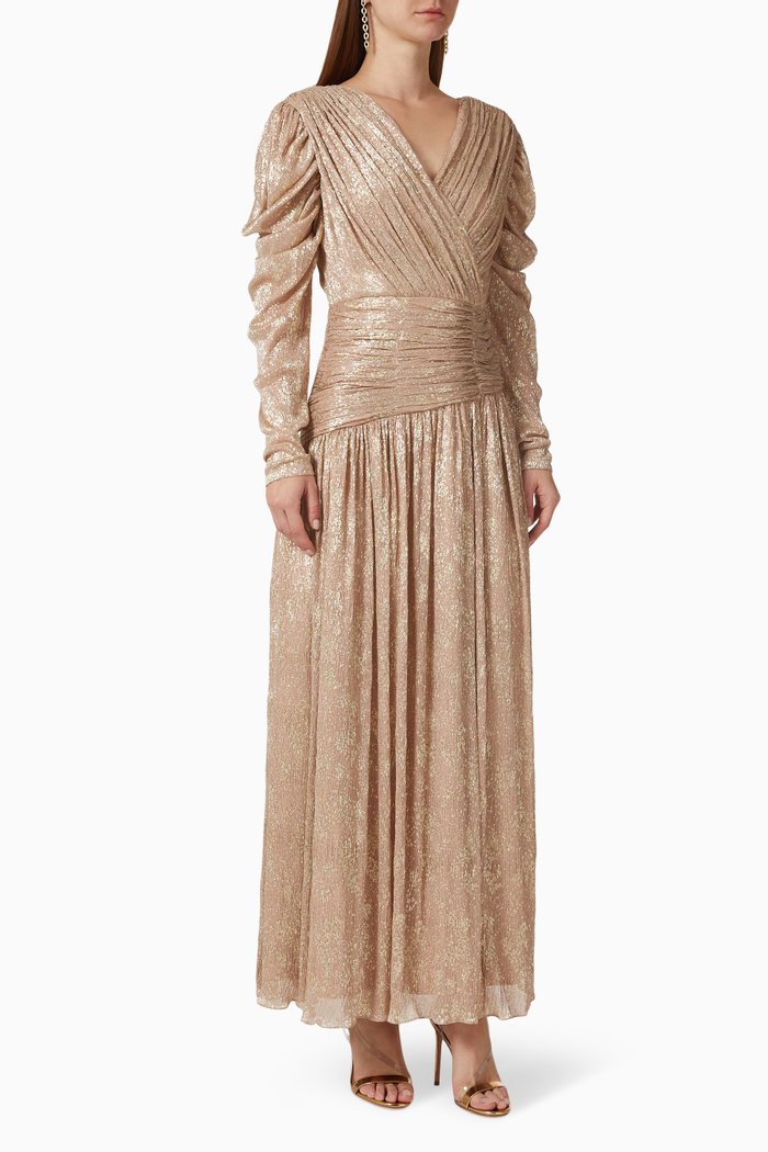

Metallic Pleated Dress, Pink
