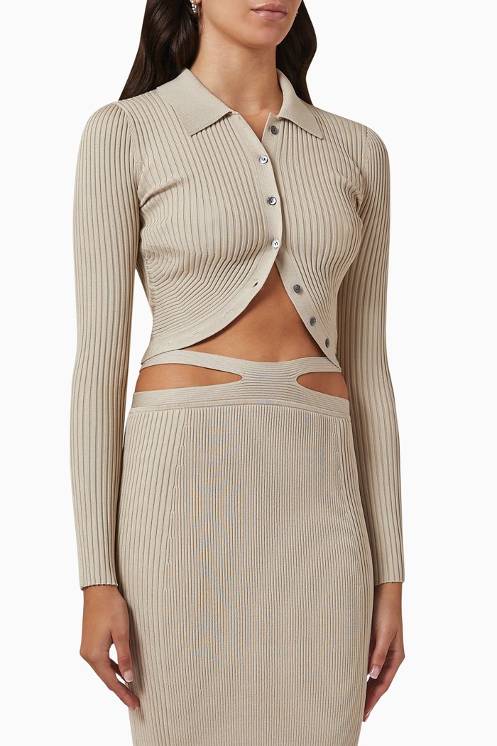 

Sol Crop Top in Compact Rib Knit, Neutral