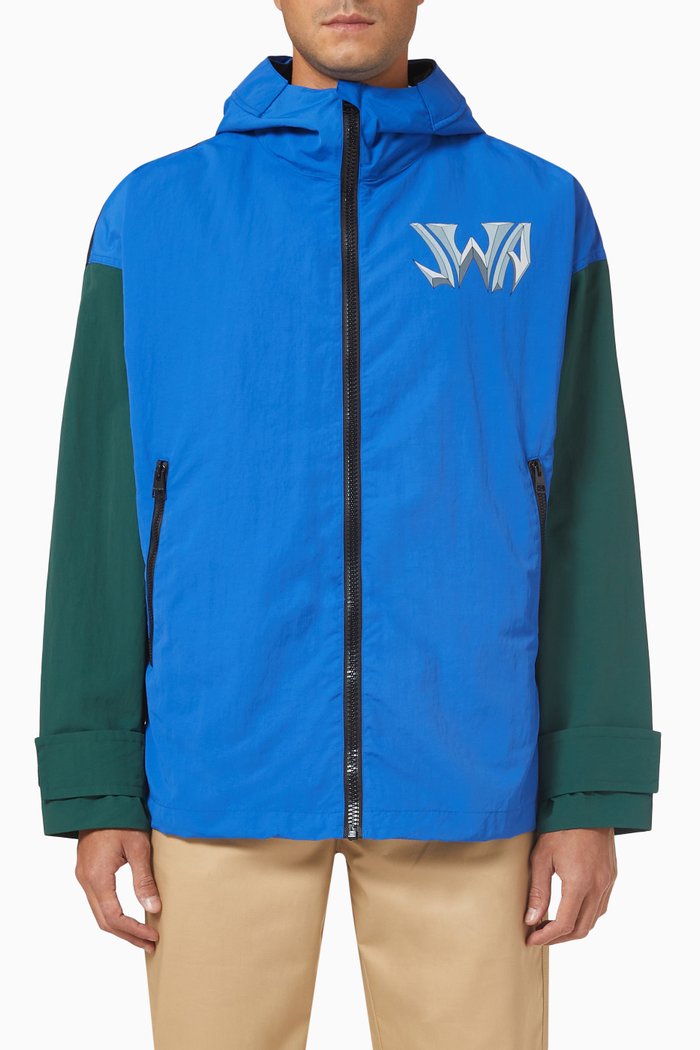 

Colour-block Parka Jacket in Nylon, Blue