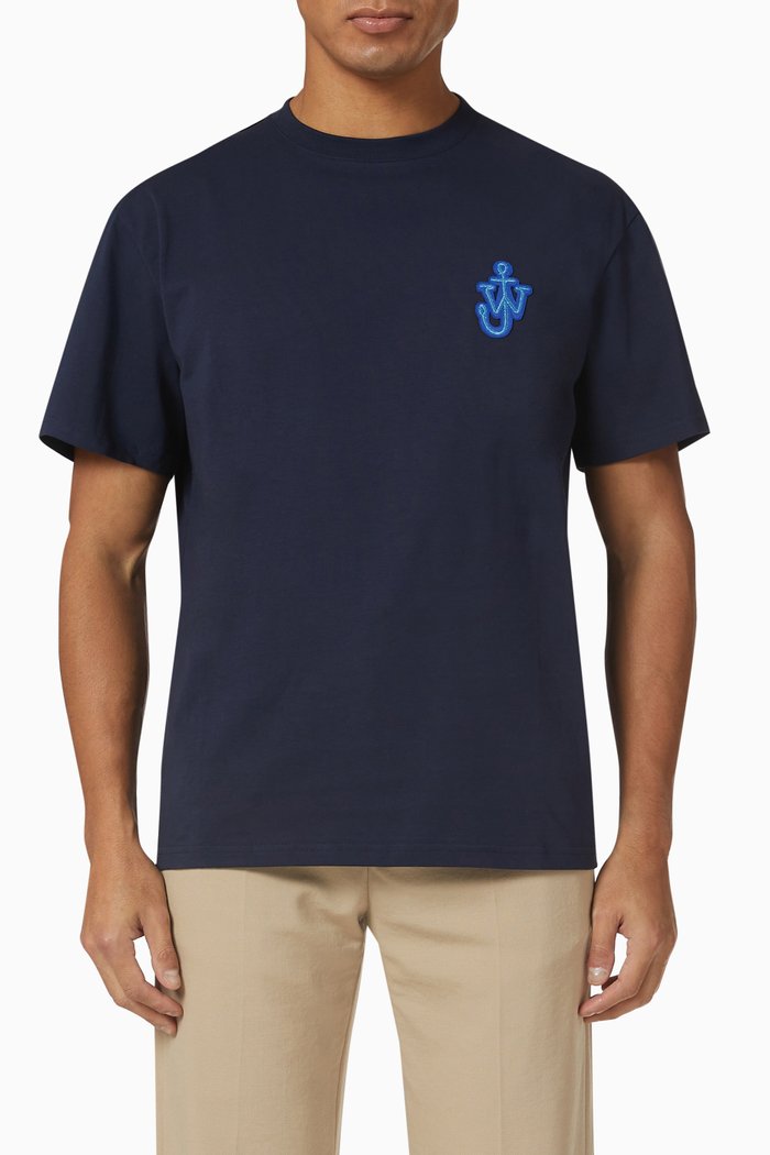 Anchor Patch T-shirt in Cotton, Blue