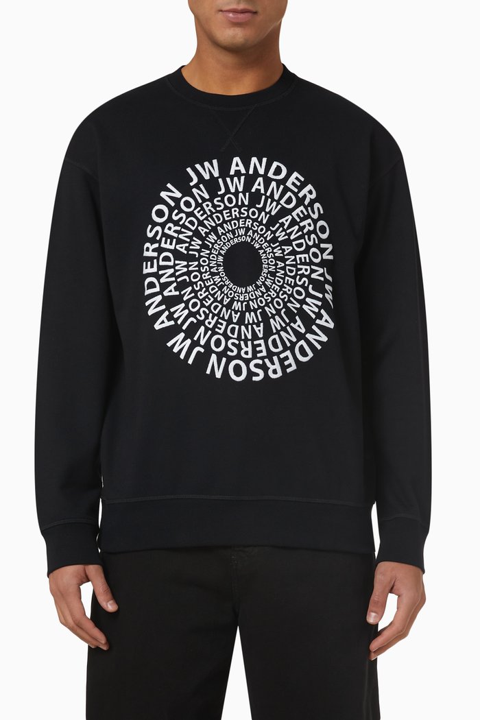 

Swirl Logo Sweatshirt in Cotton, Black