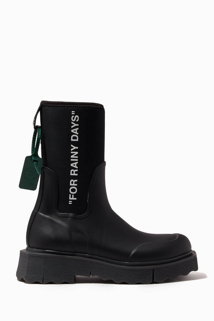 

"FOR RAINY DAYS" Sponge Rainboots in Rubber, Black