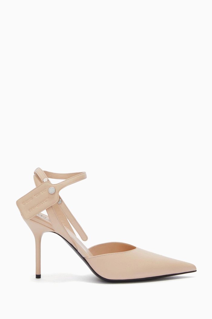 

Ankle Tag Pumps in Nappa, Neutral