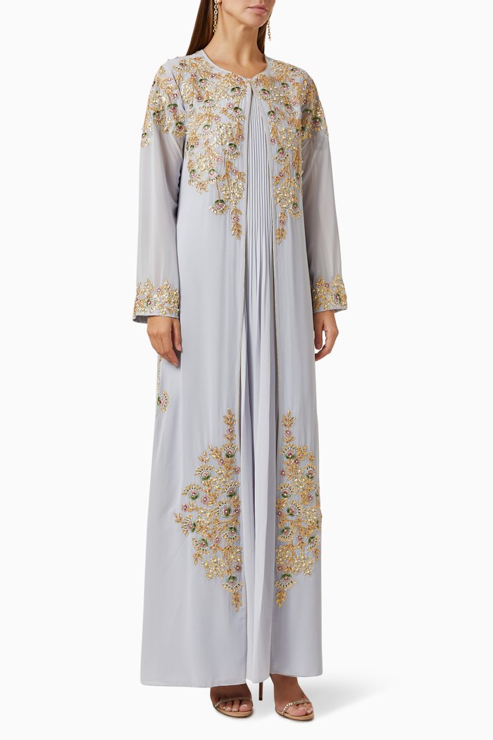 

Ahlam Cape & Dress Set in Chiffon, Grey