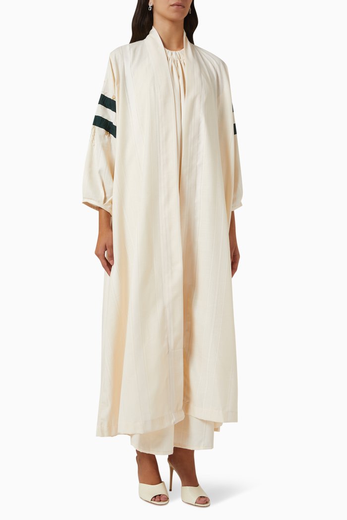 

Embellished Abaya Set in Linen, Neutral