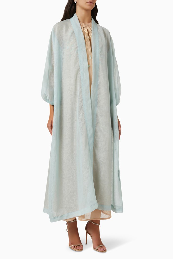 

Embroidered Abaya Set in Organza, Blue