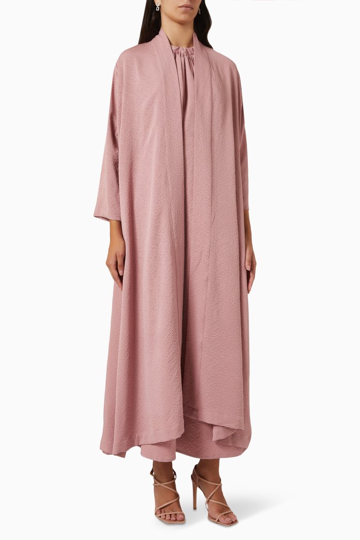 

Embellished Abaya Set in Cotton, Pink