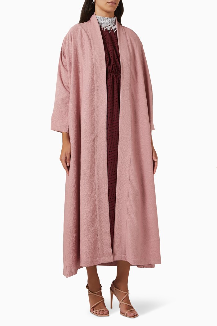 

Embellished Abaya Set in Cotton, Pink