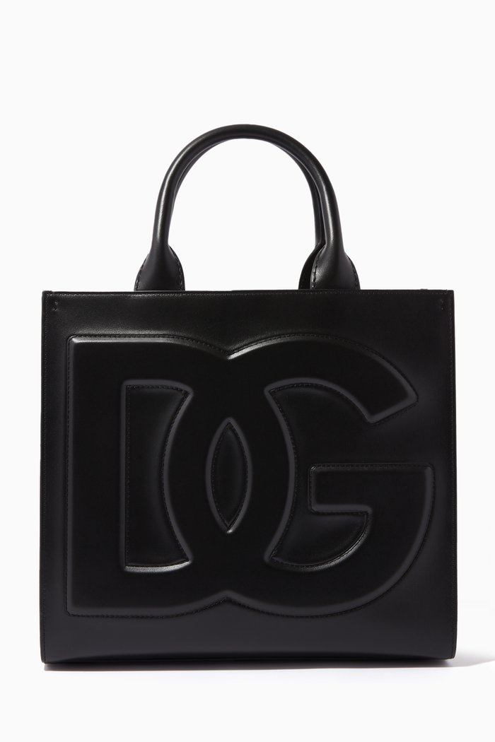 

Small DG Daily Shopper Tote Bag in Calfskin, Black