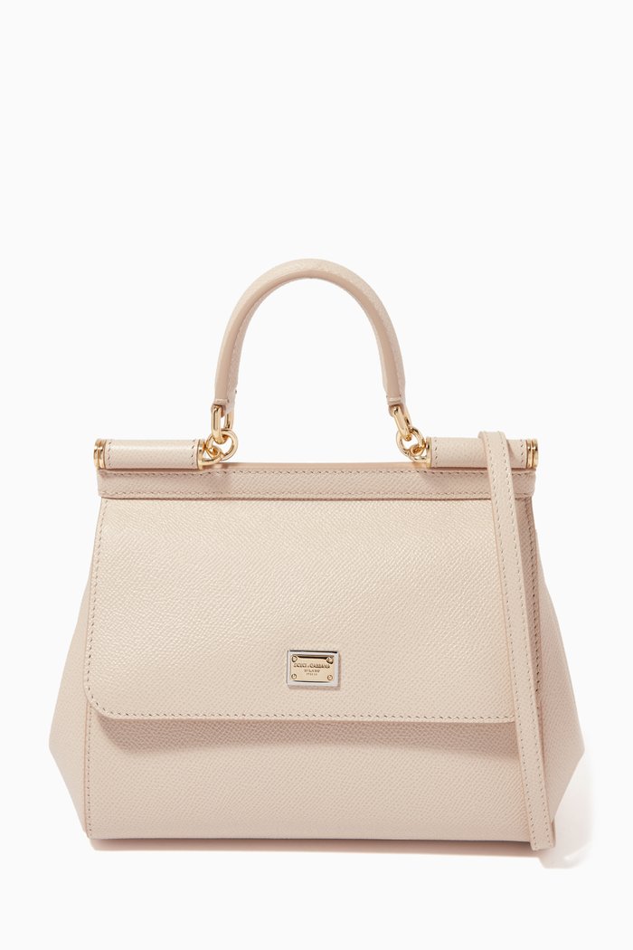 

Sicily Small Top Handle Bag in Dauphine Leather, Pink
