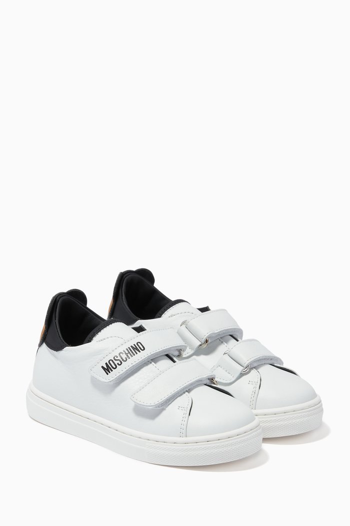 

Teddy Bear Sneakers in Leather, White