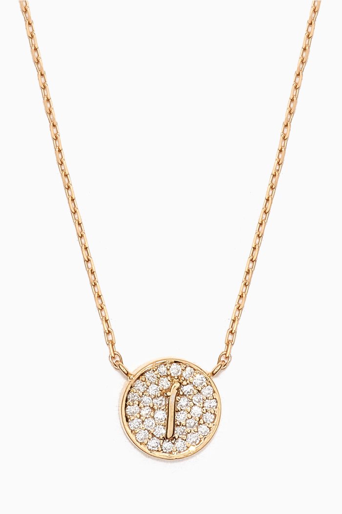

Round Arabic "Alef" Letter Diamond Necklace in 18kt Yellow Gold