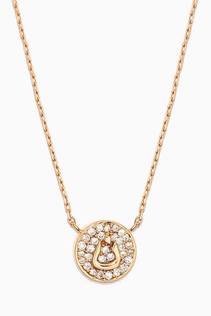 

Round Arabic "N" Letter Diamond Necklace in 18kt Yellow Gold