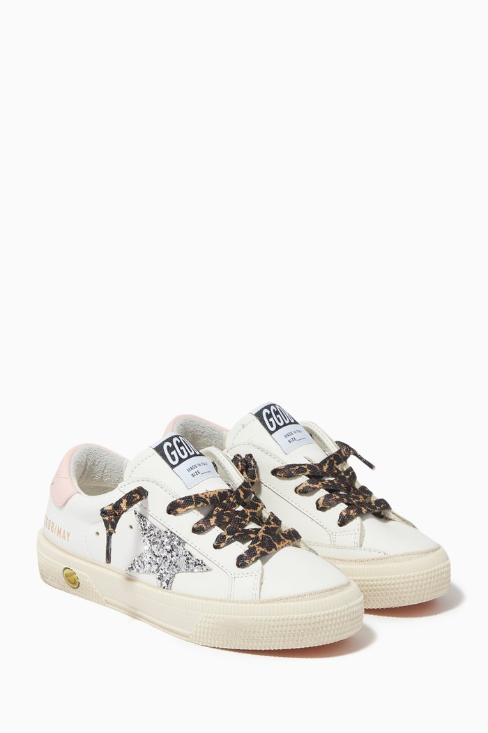 

May Sneakers with Glitter Star in Leather, White