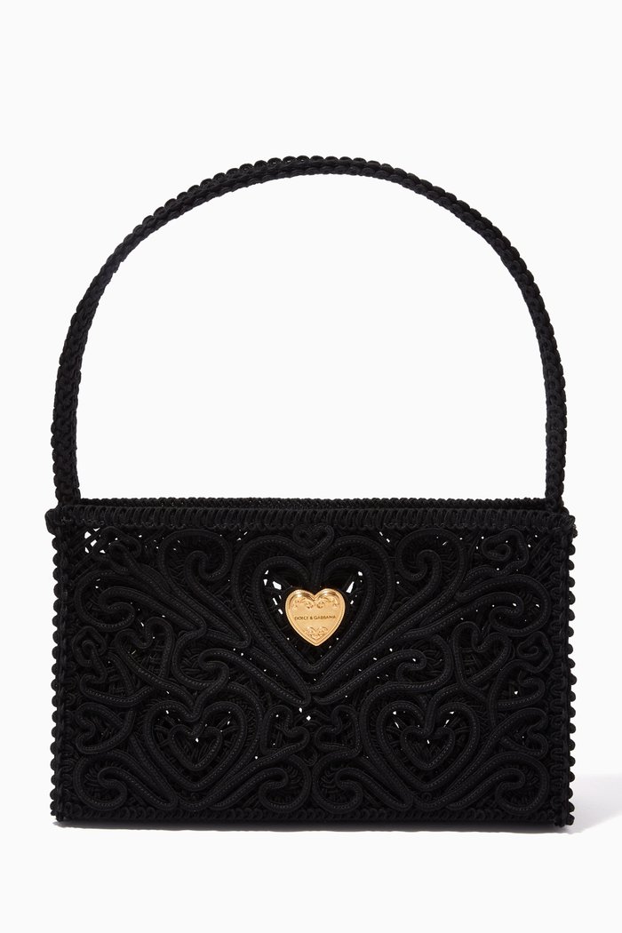 

Beatrice Small Shoulder Bag in Cordonetto Lace, Black