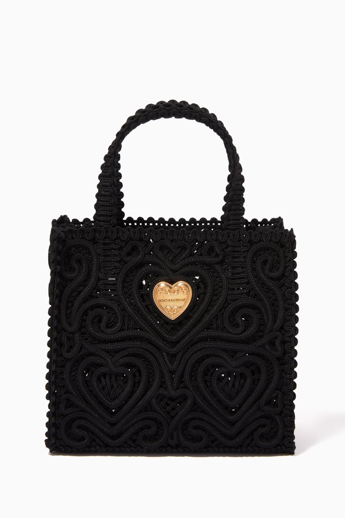 

Beatrice Mini Tote Bag in Cordonetto Lace, Black