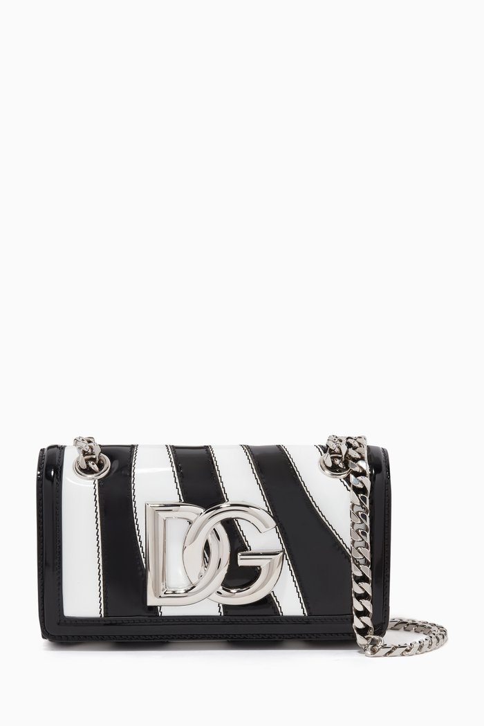 

Zebra Patchwork Crossbody Bag in Calf Leather, White