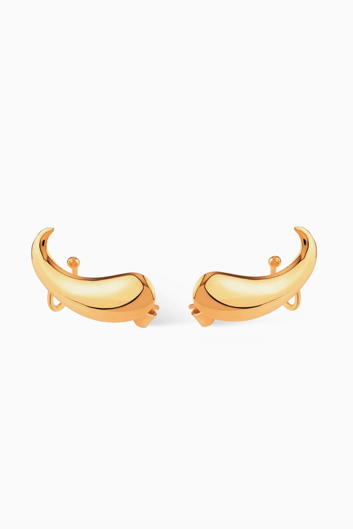 Paisley Stud Earrings in 22kt Gold-plated Bronze, White