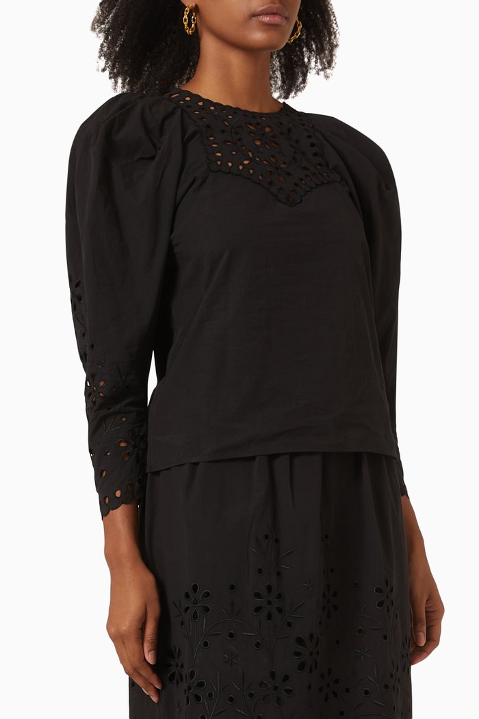 

Irene Top in Cotton Poplin, Black