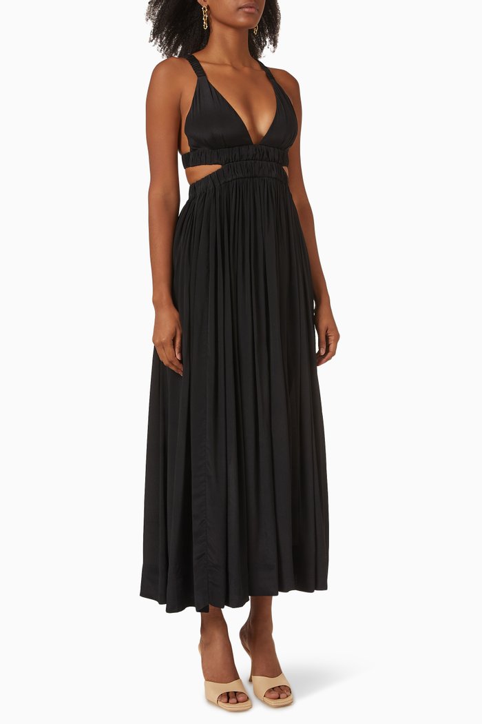 

Jillian Maxi Dress in Silk Rayon, Black