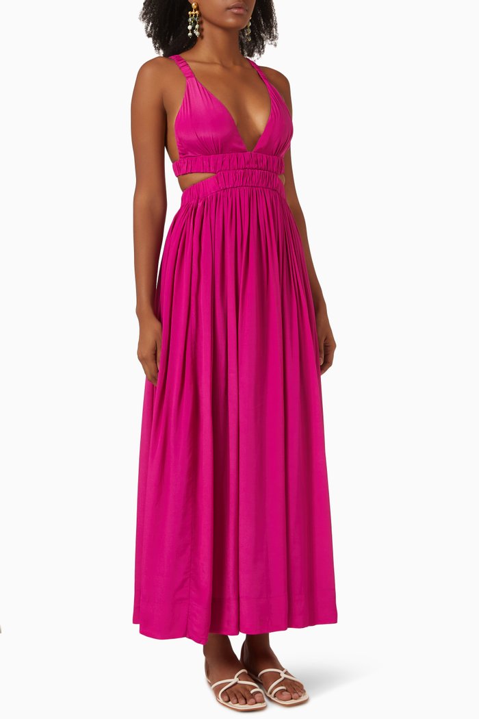 Jillian Maxi Dress in Silk Rayon, Pink