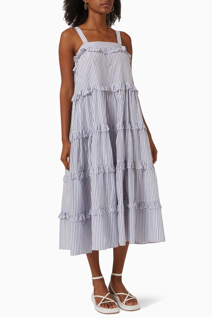 

Antonia Dress in Silk Cotton, Blue