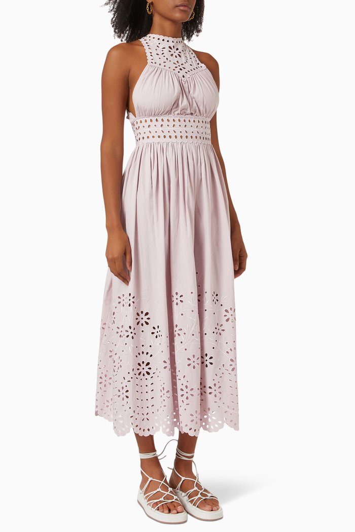 

Lilia Dress in Cotton Poplin, Purple