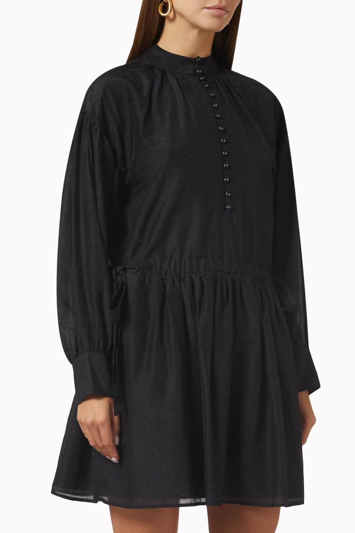 

Anita Shirt Mini Dress in Silk-cotton, Black